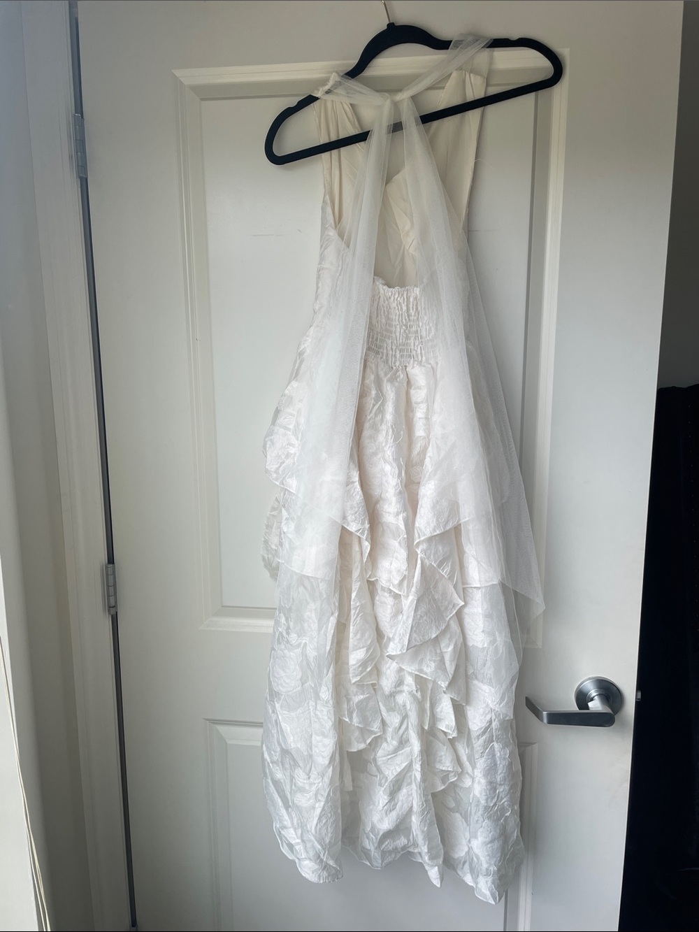 Ivory Ruffled V-Neck Women's Dress - Picture 2 of 2